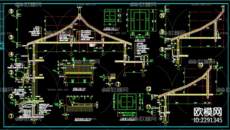 仿古清式建筑CAD施工图下载（渲染图5）