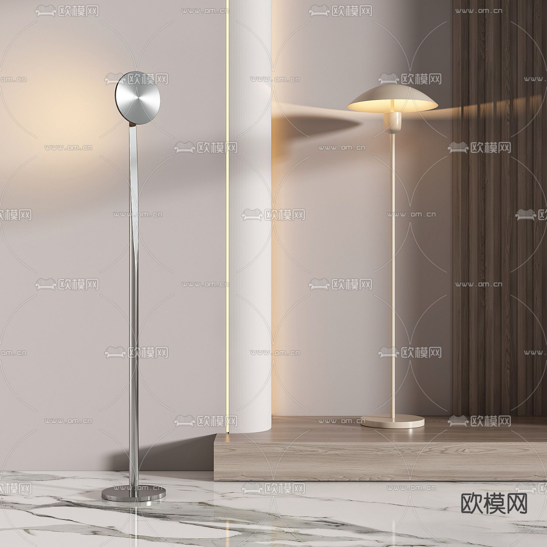 现代极简圆形落地灯3d模型下载_ID12118594_3dmax免费模型-欧模网
