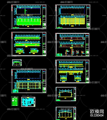 钢结构厂房cad施工图-免费3dmax模型库-欧模网