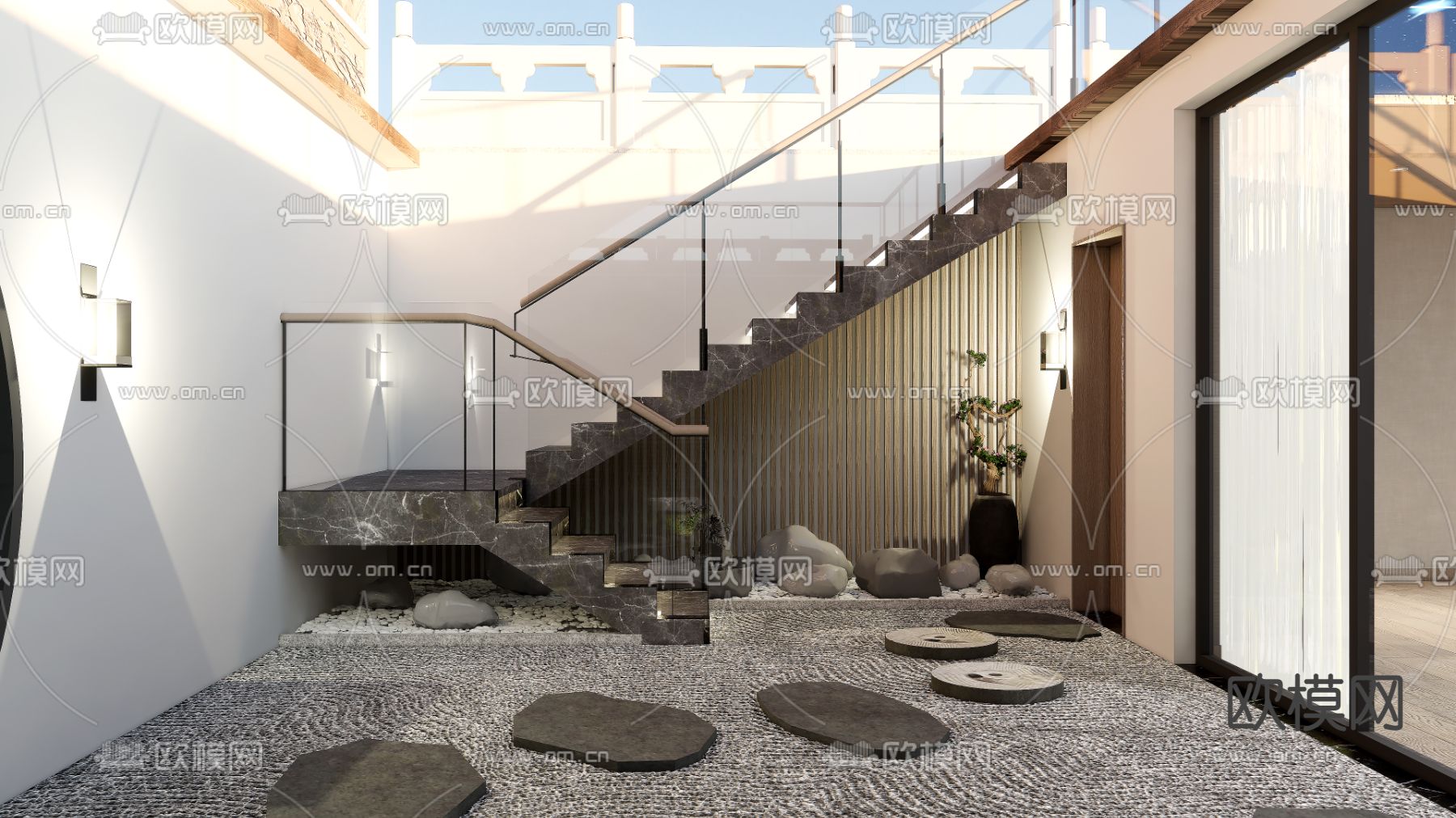 新中式视听室 影音室su模型下载（渲染图6）