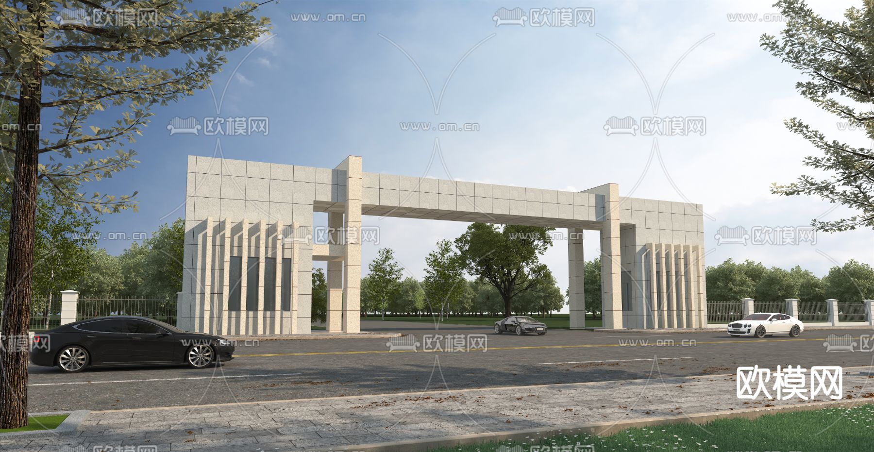 现代厂房大门门头3d模型下载