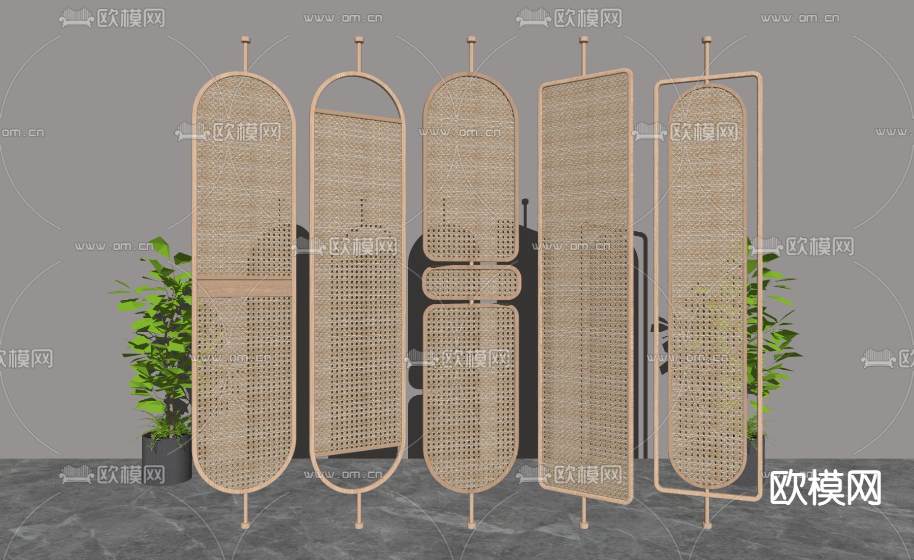 侘寂屏风隔断su模型下载（渲染图2）