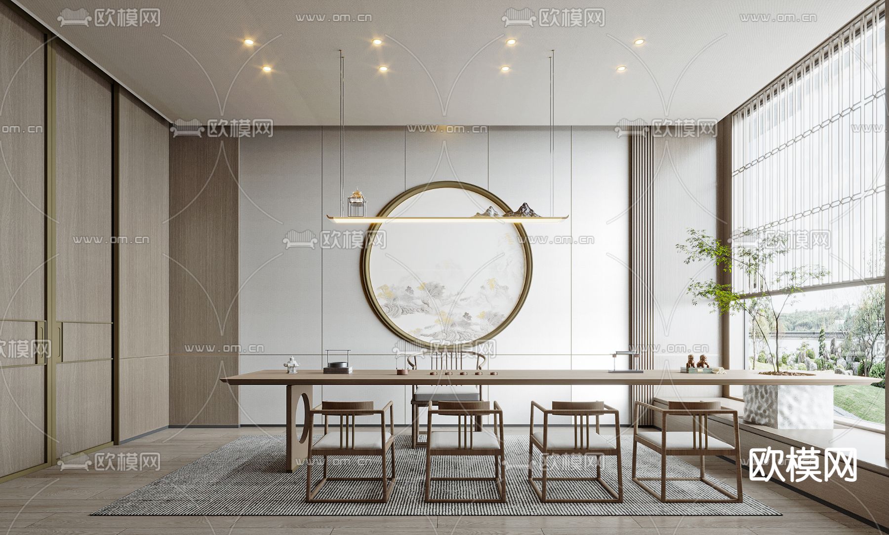 新中式禅意茶室3d模型下载