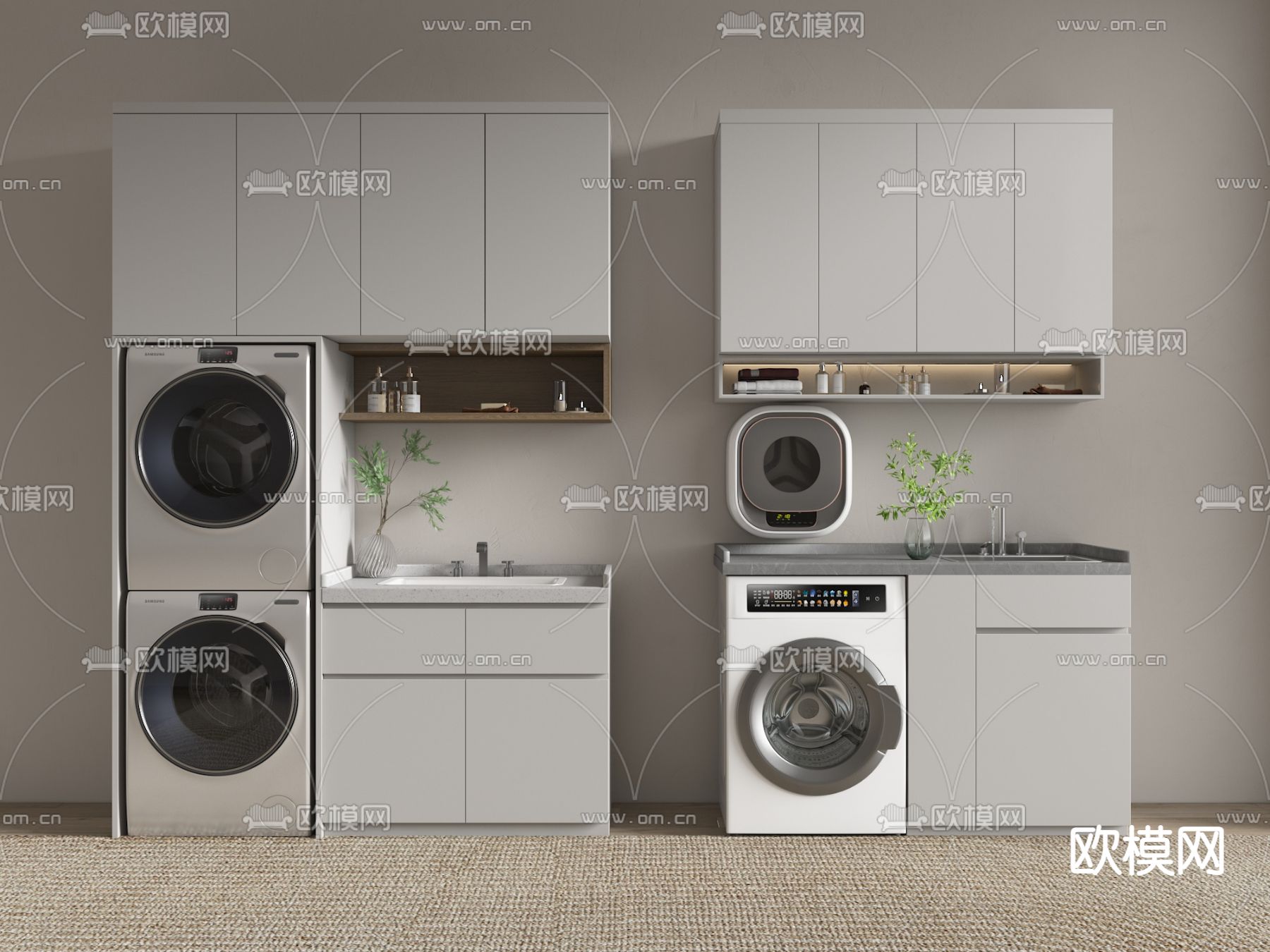 现代阳台柜 洗衣机柜3d模型下载