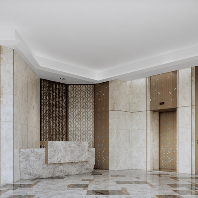  现代办公商务大堂su模型 