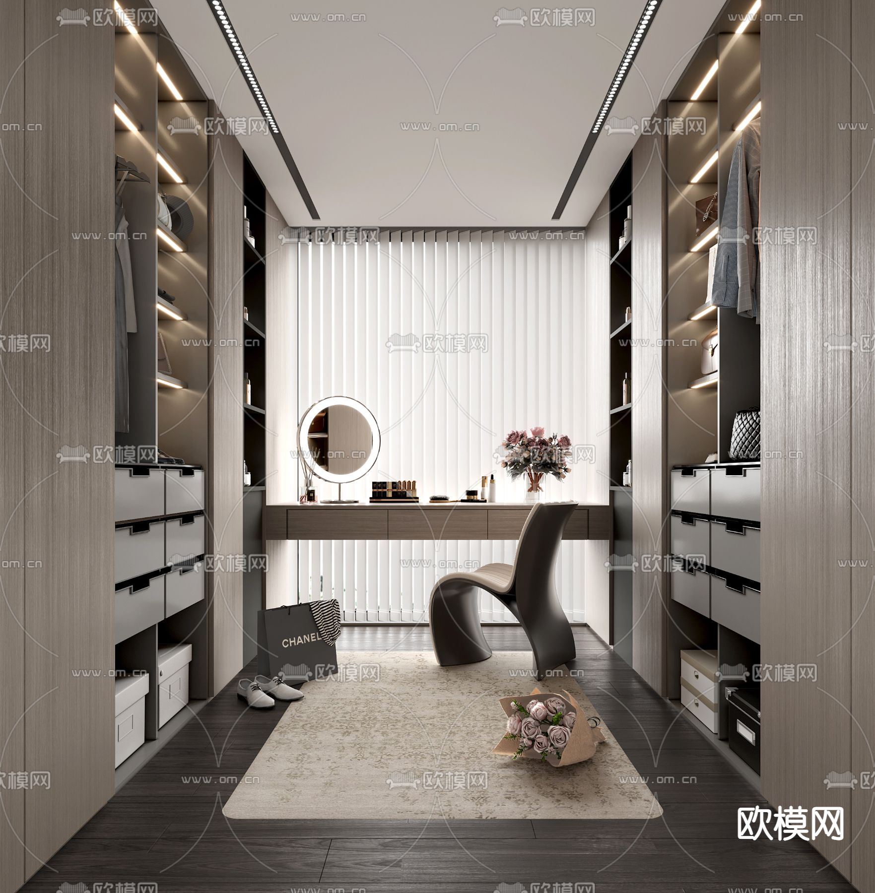 现代衣帽间su模型