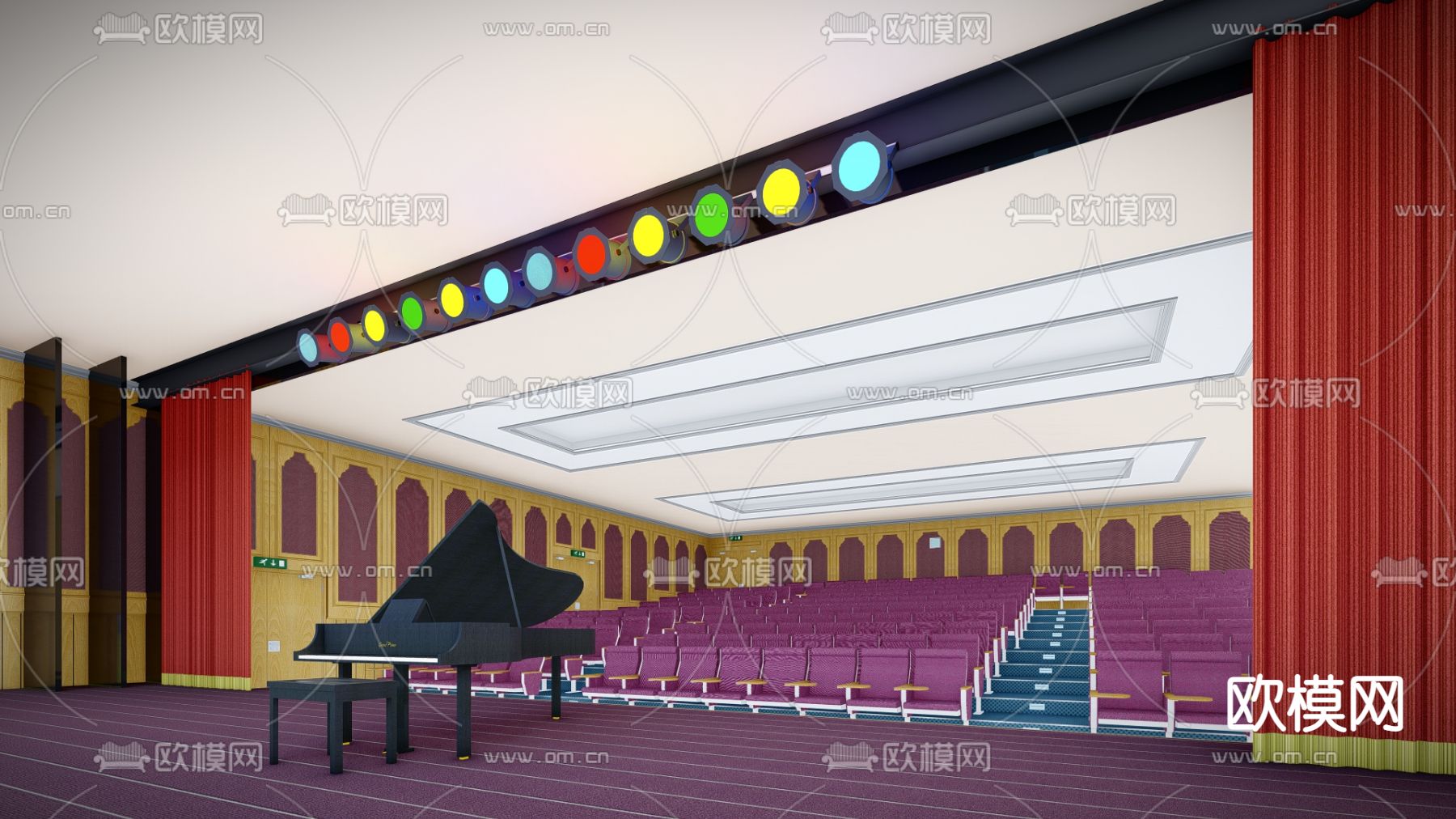 现代阶梯教室 音乐厅 演出厅su模型下载（渲染图2）