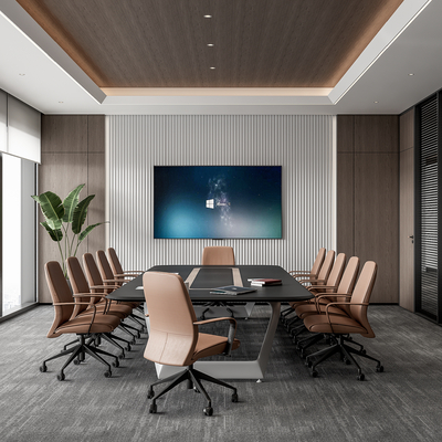  现代会议室 会议桌椅su模型 