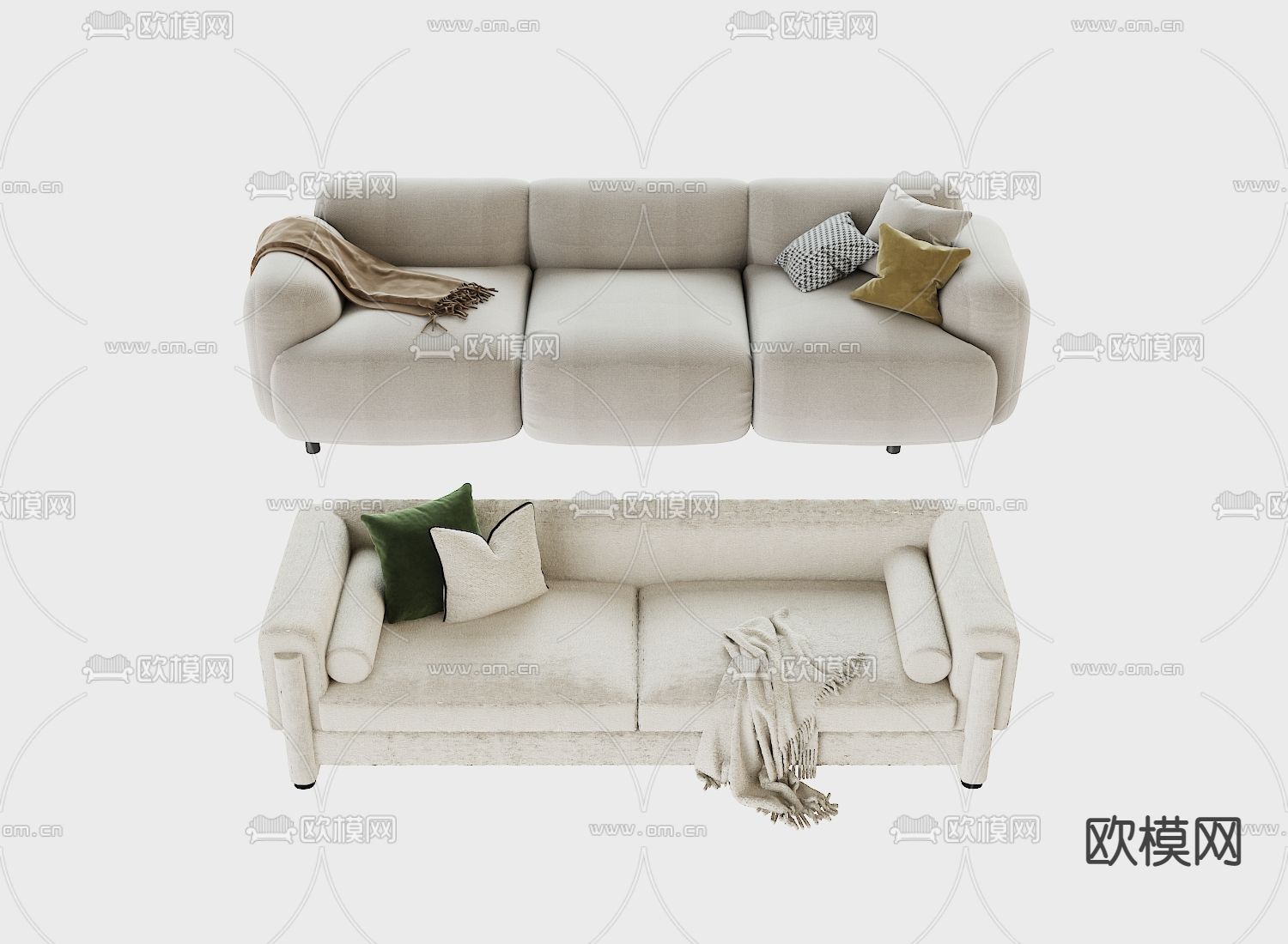 现代白色双人沙发3d模型下载