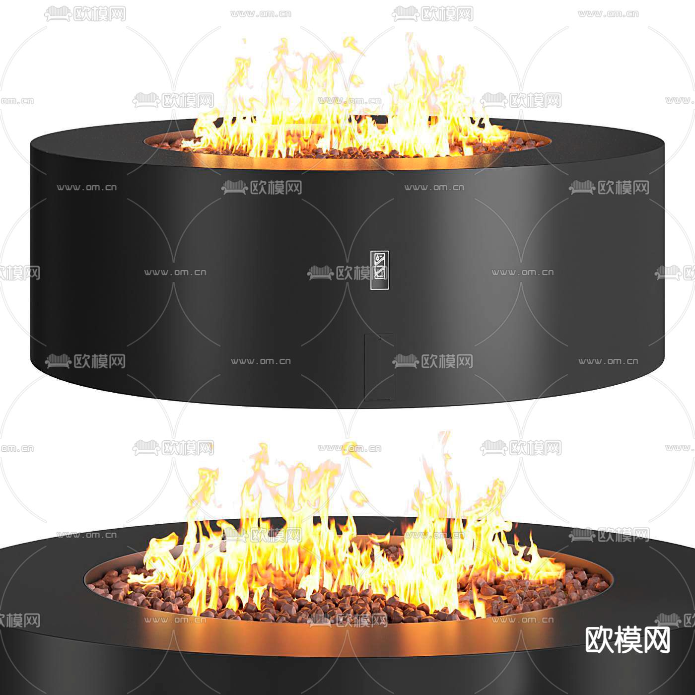 现代圆形电子壁炉3d模型下载