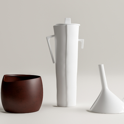  现代陶瓷器皿摆件su模型 