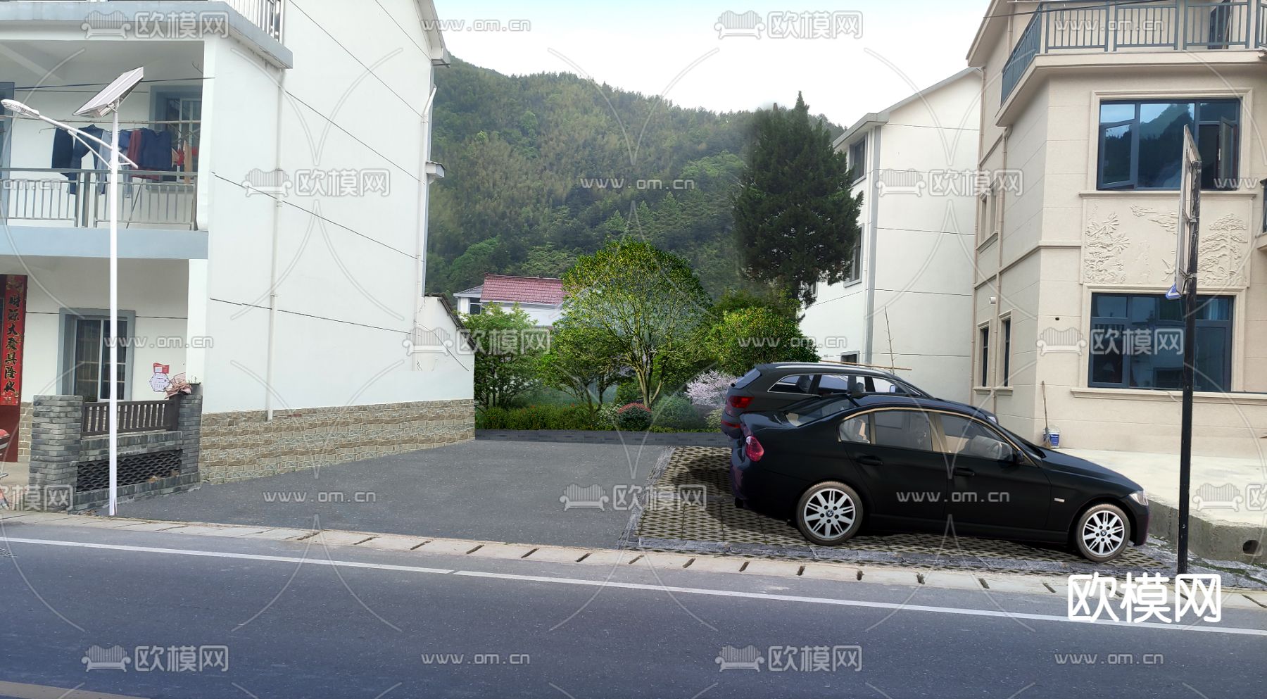 现代住宅楼停车场psd下载