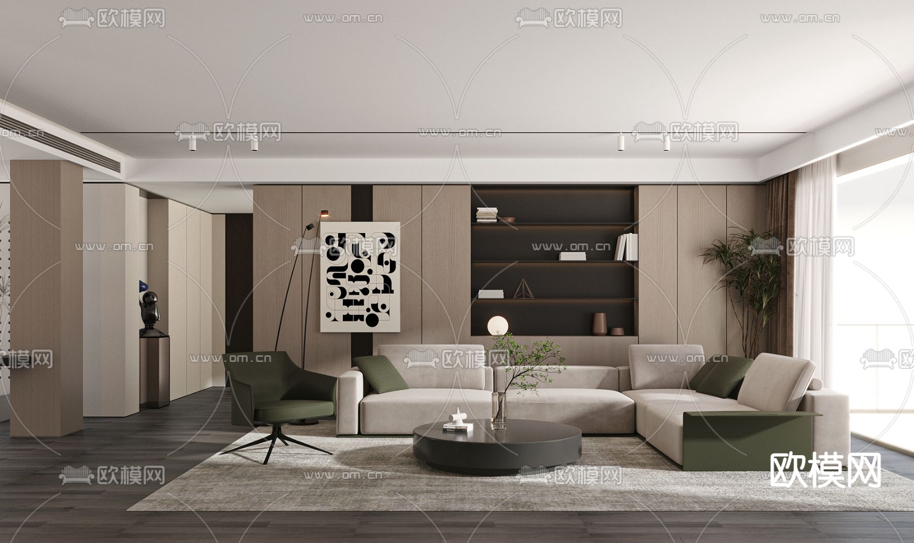 现代转角组合沙发3d模型下载