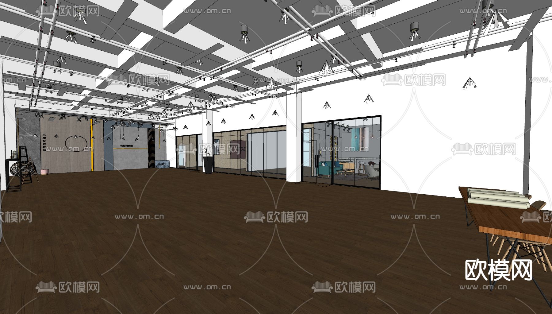 现代室内装修工作室su模型下载（渲染图4）