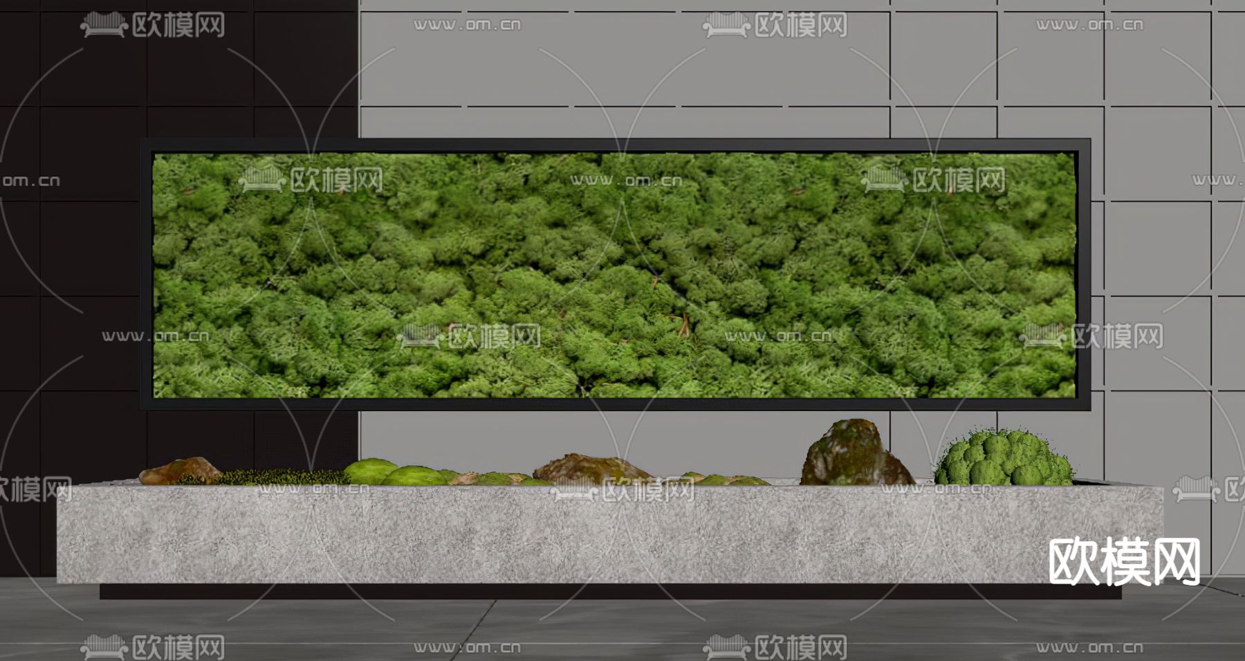 现代植物堆 苔藓su模型下载（渲染图2）