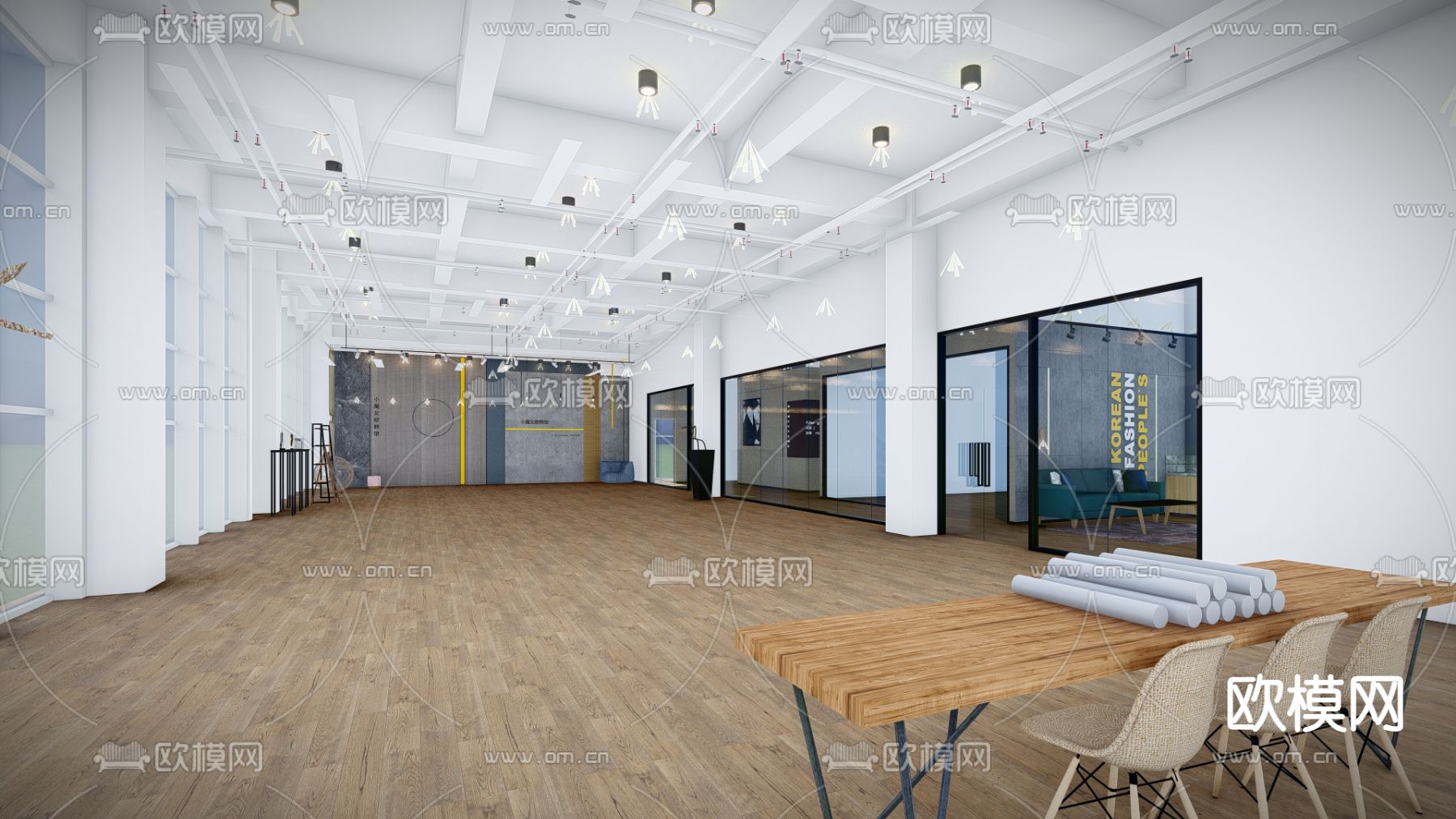 现代室内装修工作室su模型下载（渲染图1）