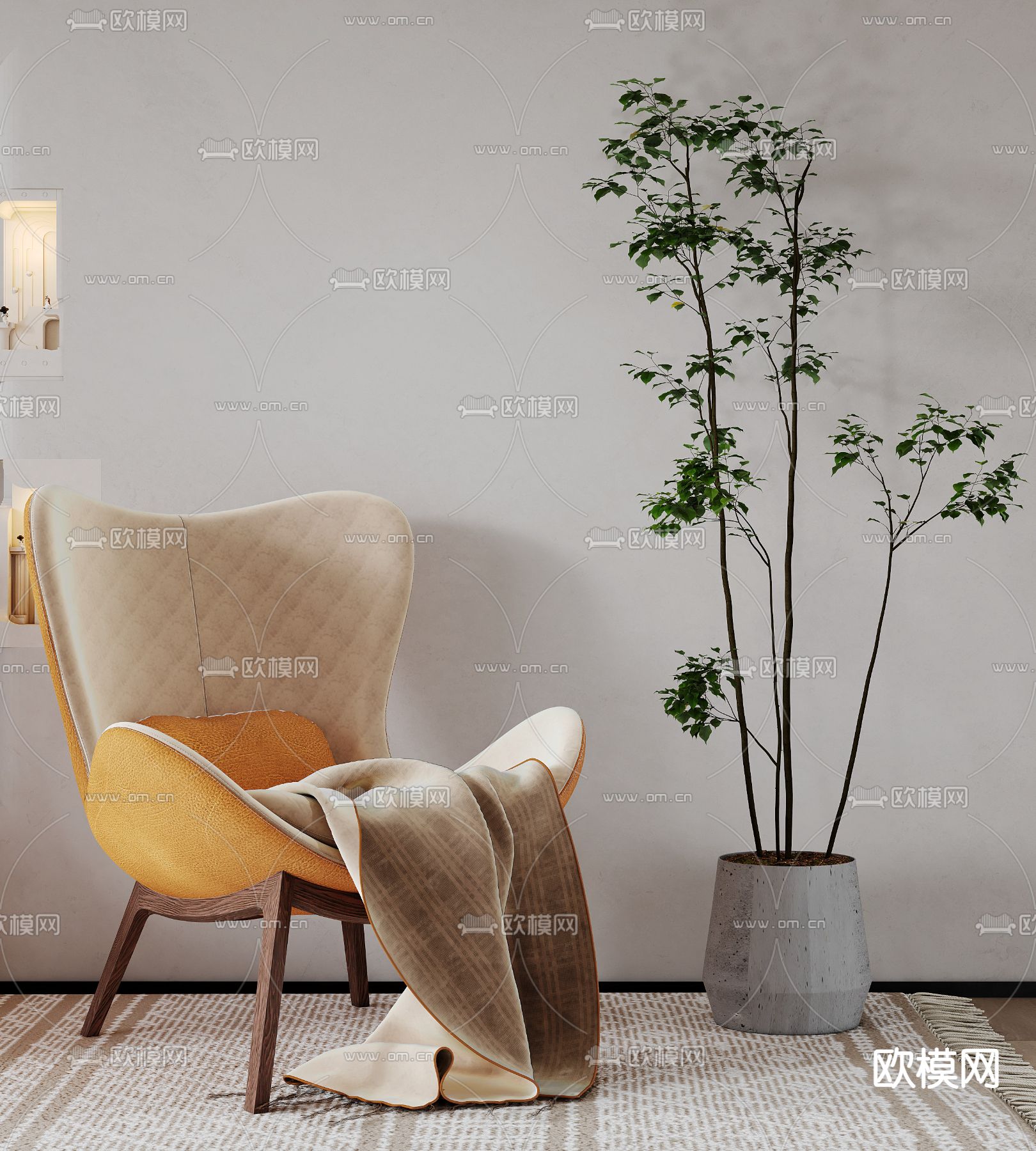 现代休闲椅3d模型下载（渲染图2）