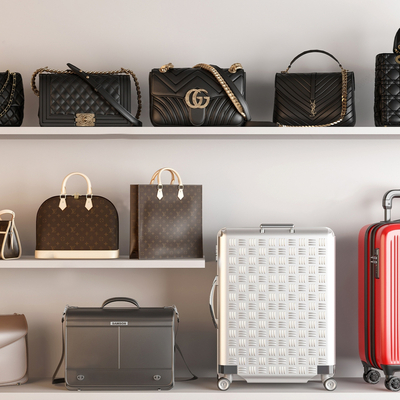  现代行李箱 挎包su模型 