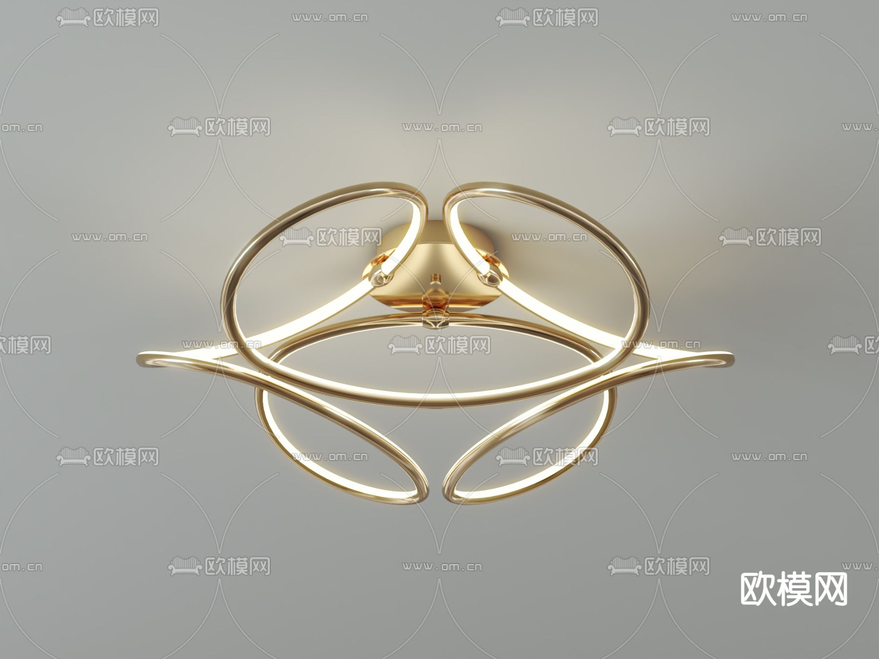 现代铁艺吸顶灯su模型下载（渲染图4）