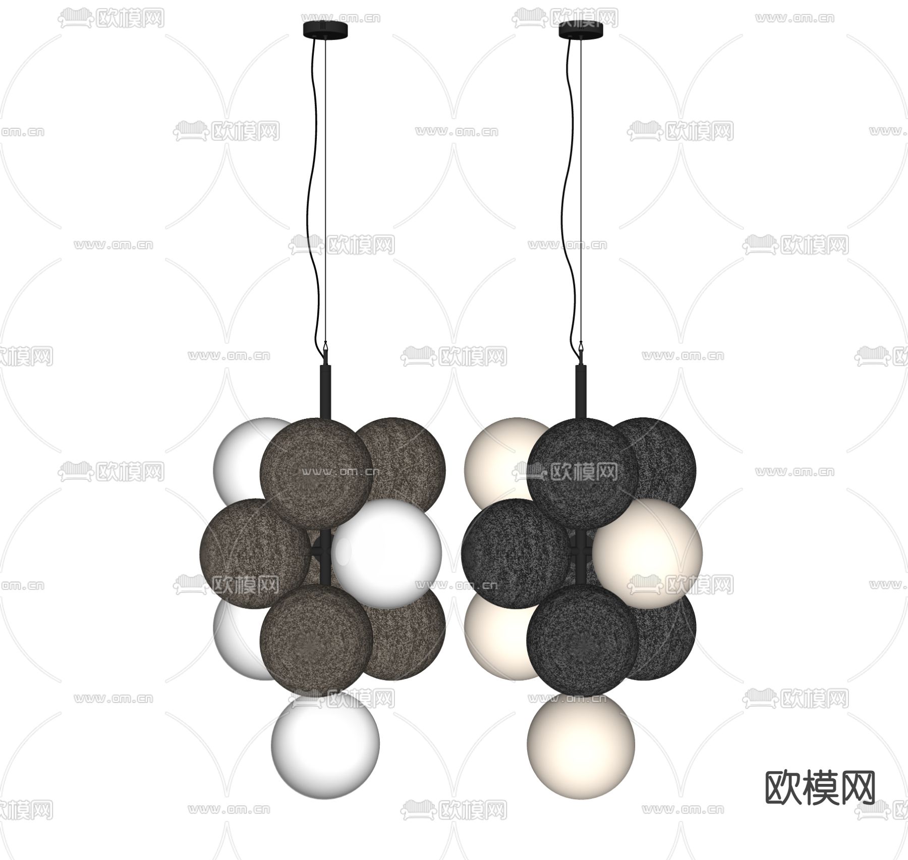 现代多头气球吊灯su模型下载（渲染图2）