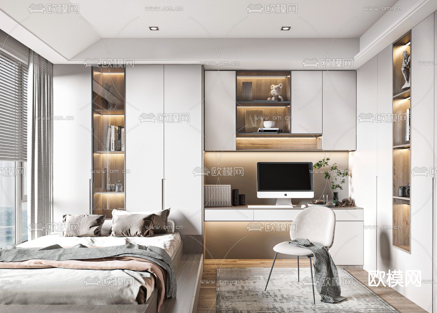 现代榻榻米卧室3d模型下载