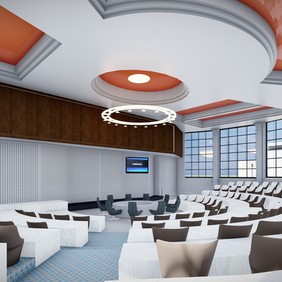  现代会议厅 报告厅 演播厅su模型 