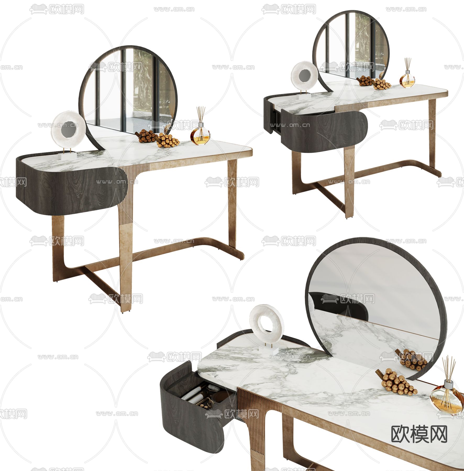 意大利ENNE 梳妆台 化妆台3d模型下载（渲染图1）