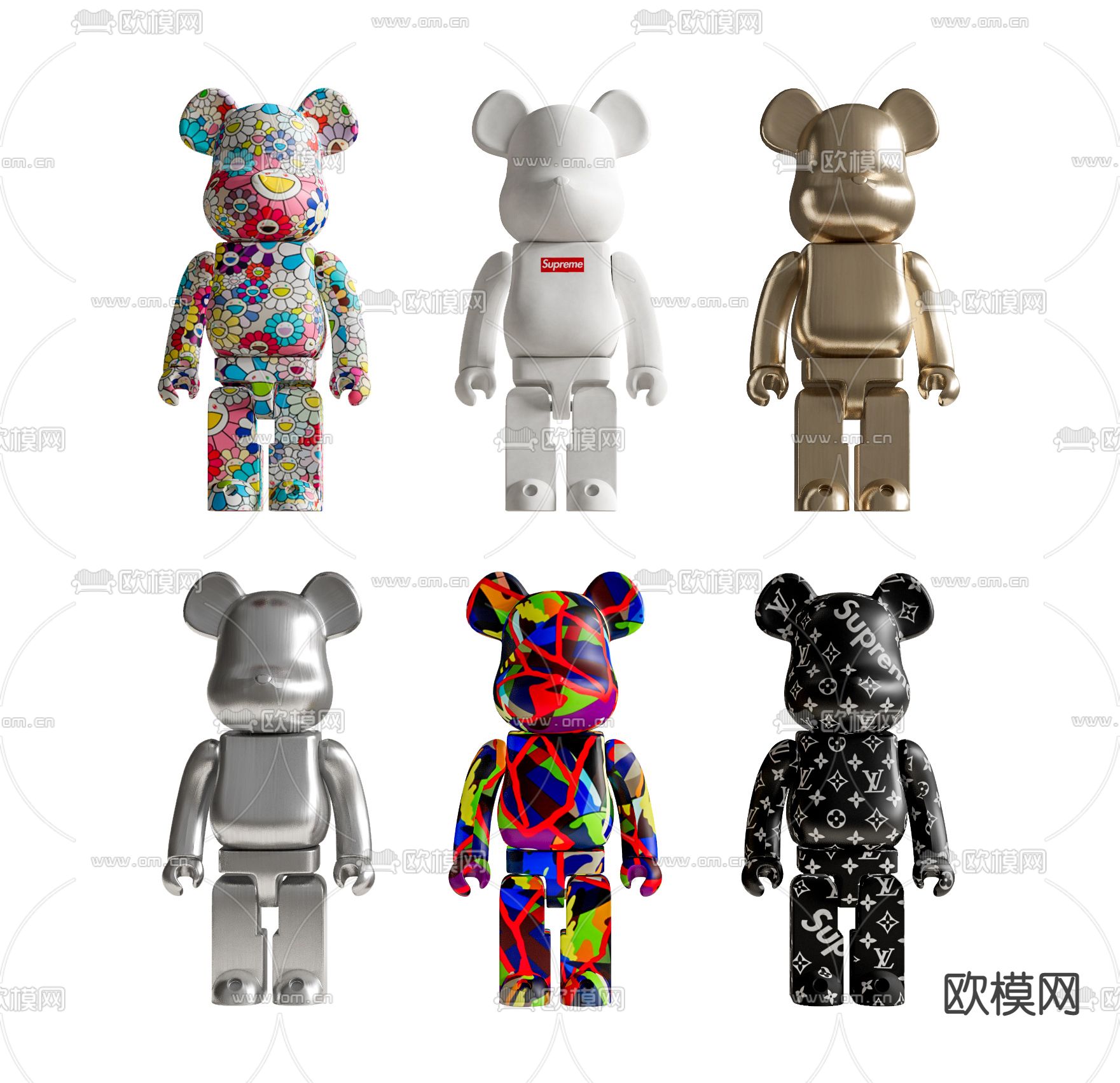 现代暴力熊公仔摆件su模型下载（渲染图1）