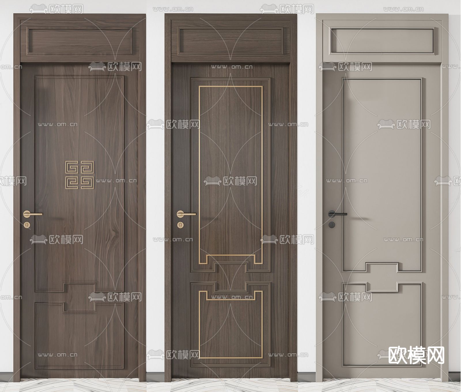 新中式单开门 房门 通顶门su模型下载_ID12124488_sketchup模型下载-欧模网