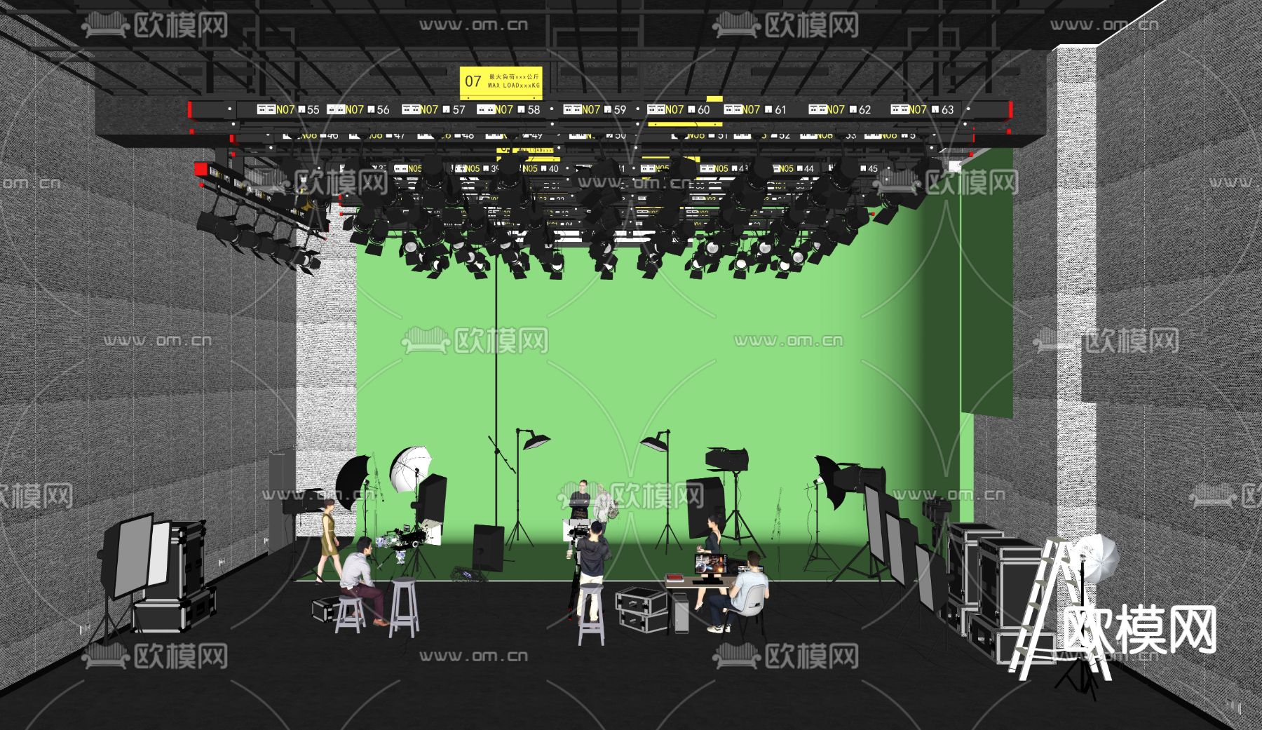 现代大型摄影棚su模型下载_ID12120442_sketchup模型下载-欧模网