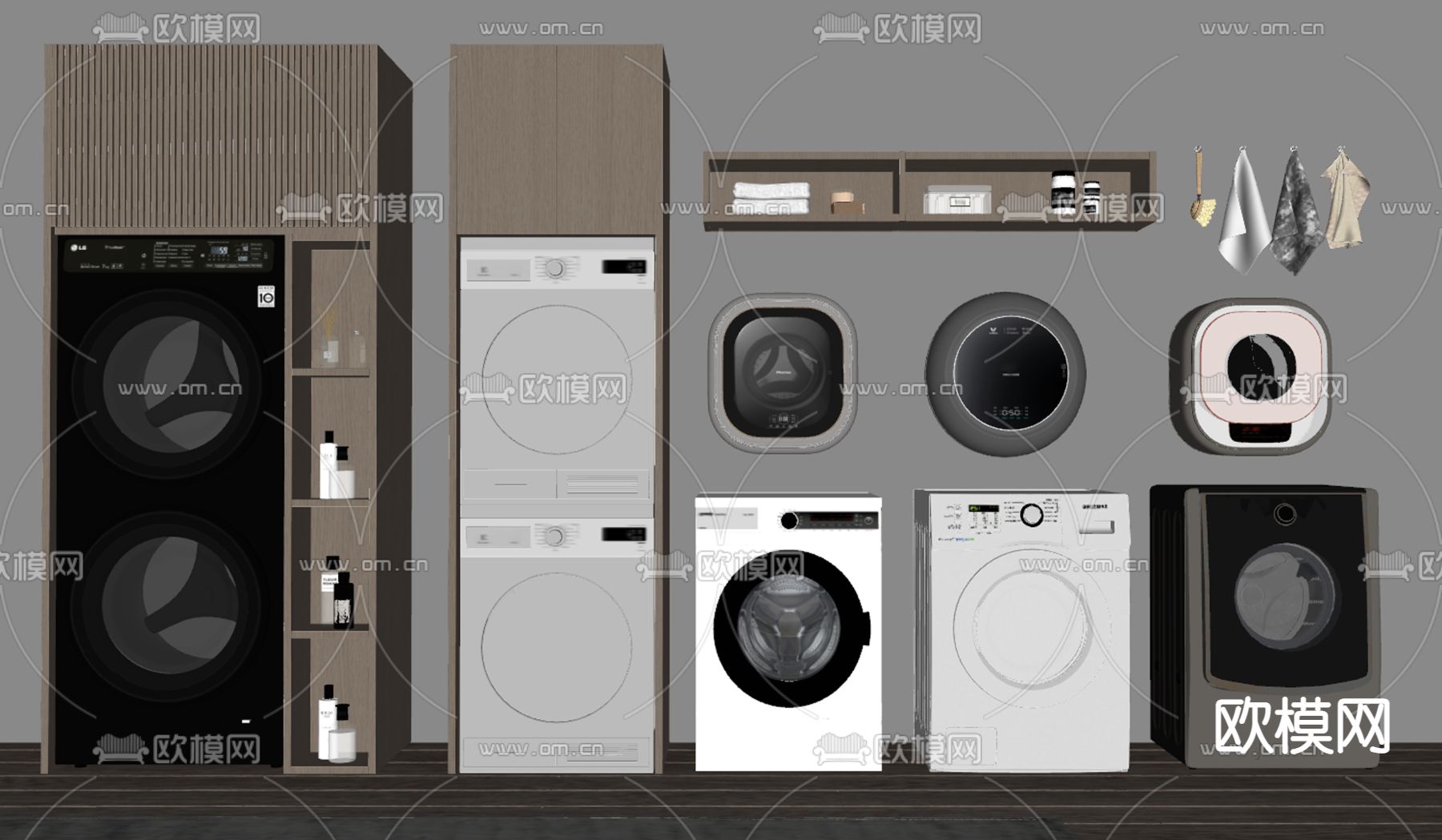 现代滚筒洗衣机 壁挂洗衣机su模型下载（渲染图2）