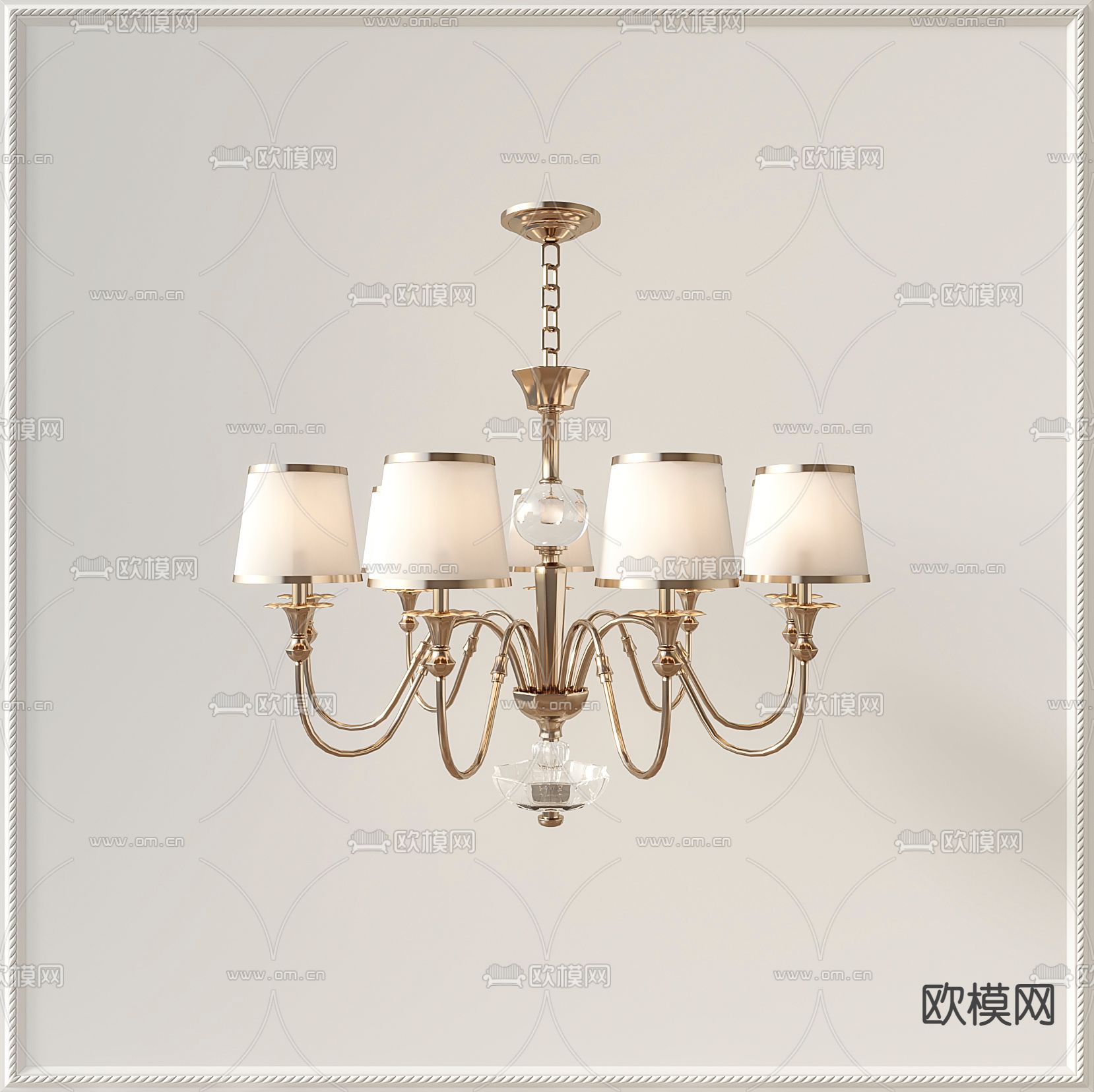 美式多头吊灯3d模型下载