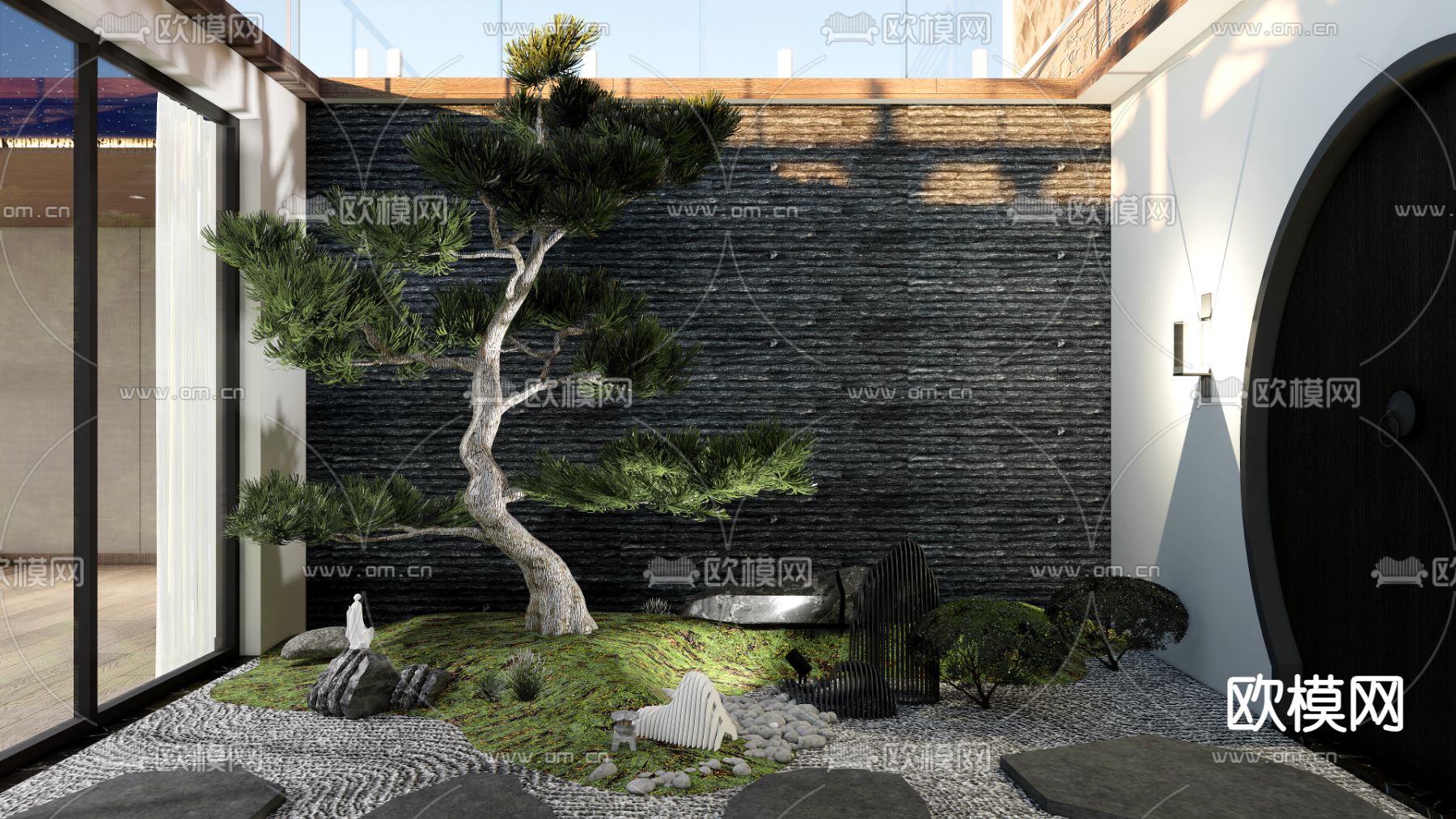 新中式视听室 影音室su模型下载（渲染图4）