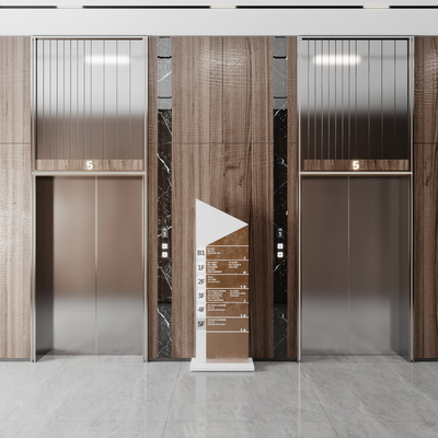  现代电梯间su模型 