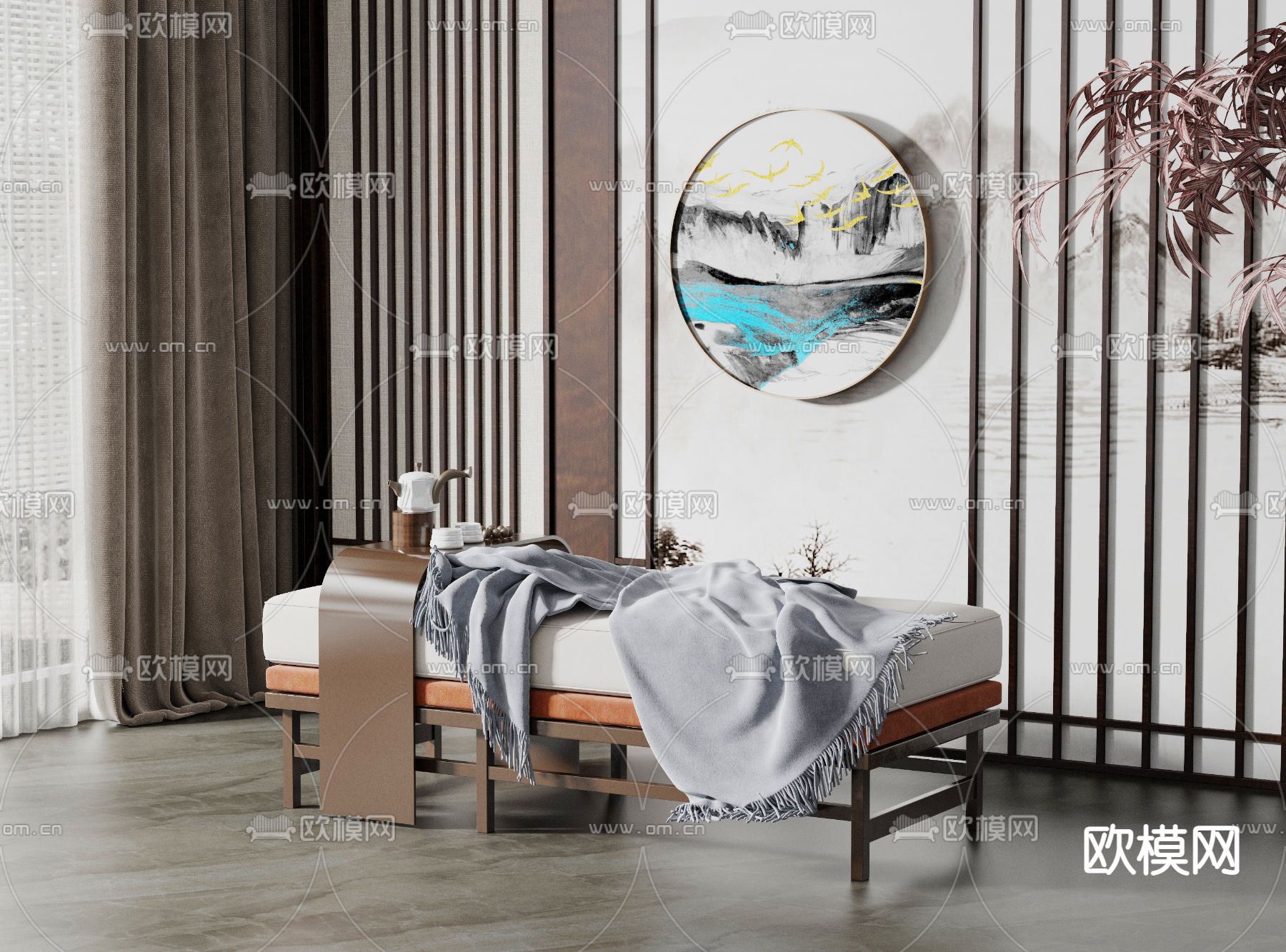 新中式床尾凳 脚踏3d模型下载