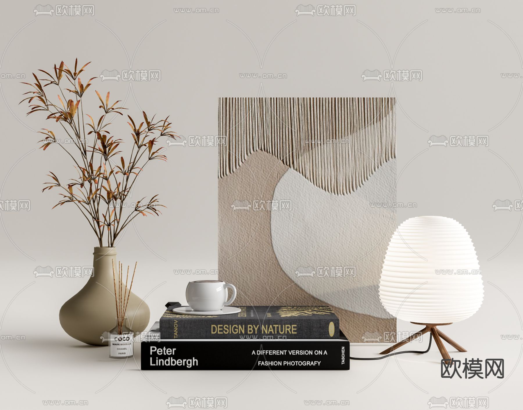 现代书籍花瓶饰品摆件su模型