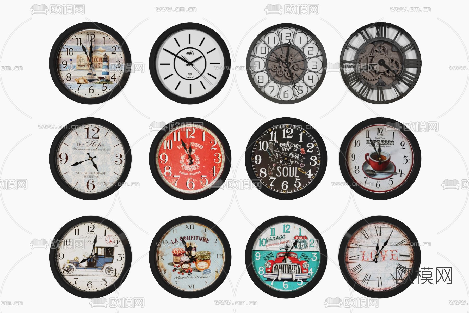 简欧挂钟3d模型下载