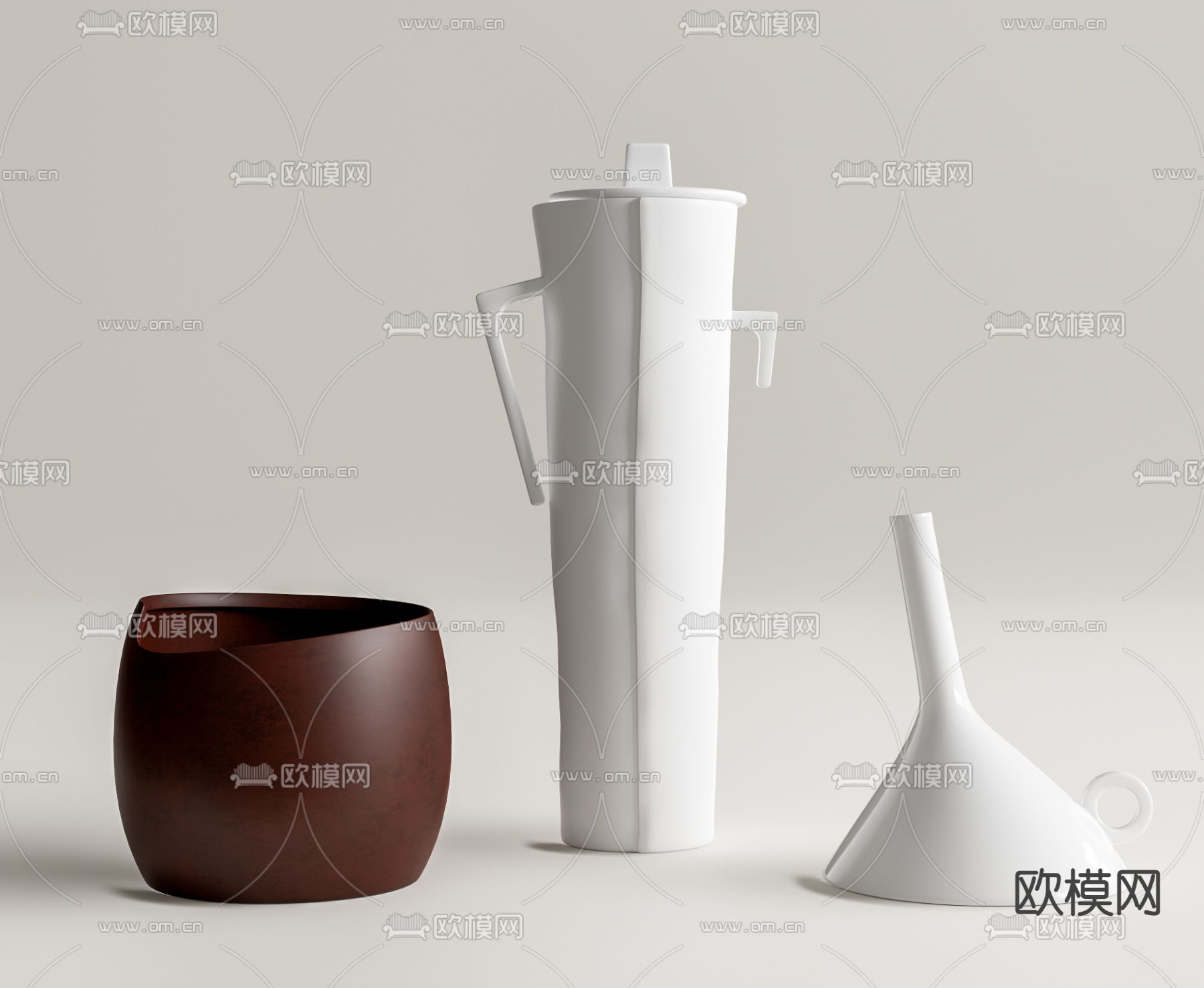 现代陶瓷器皿摆件su模型下载（渲染图1）
