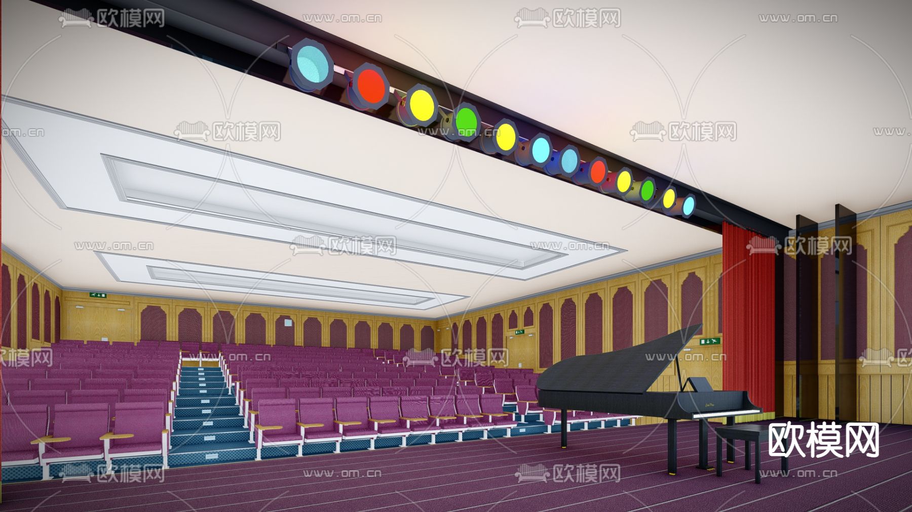 现代阶梯教室 音乐厅 演出厅su模型下载（渲染图1）