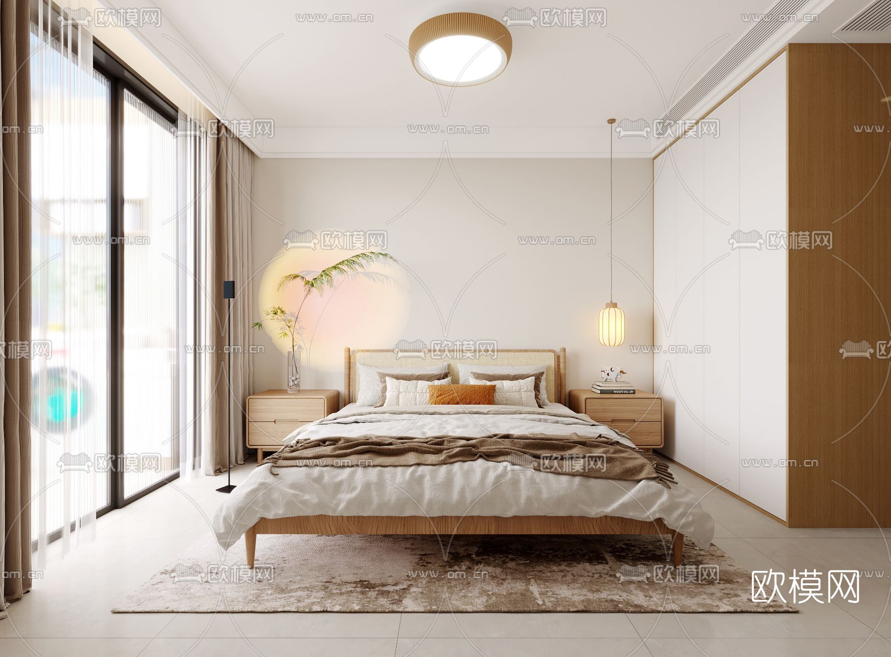北欧极简卧室 主卧 主人房3d模型下载