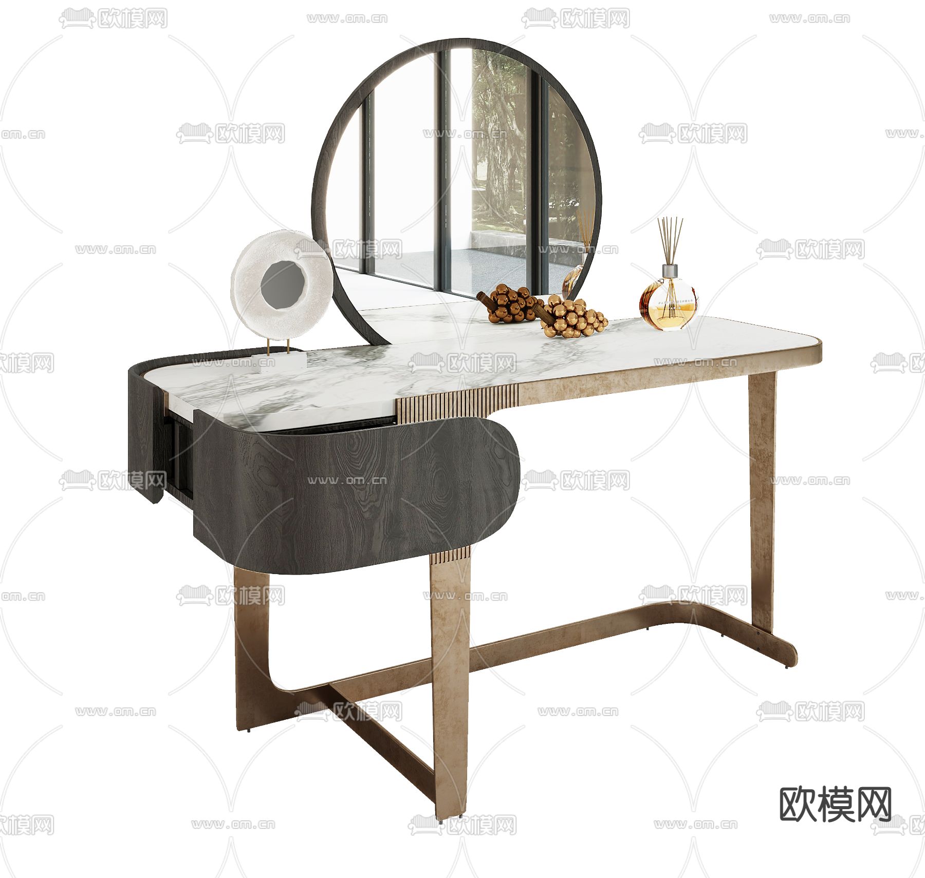 意大利ENNE 梳妆台 化妆台3d模型下载（渲染图2）