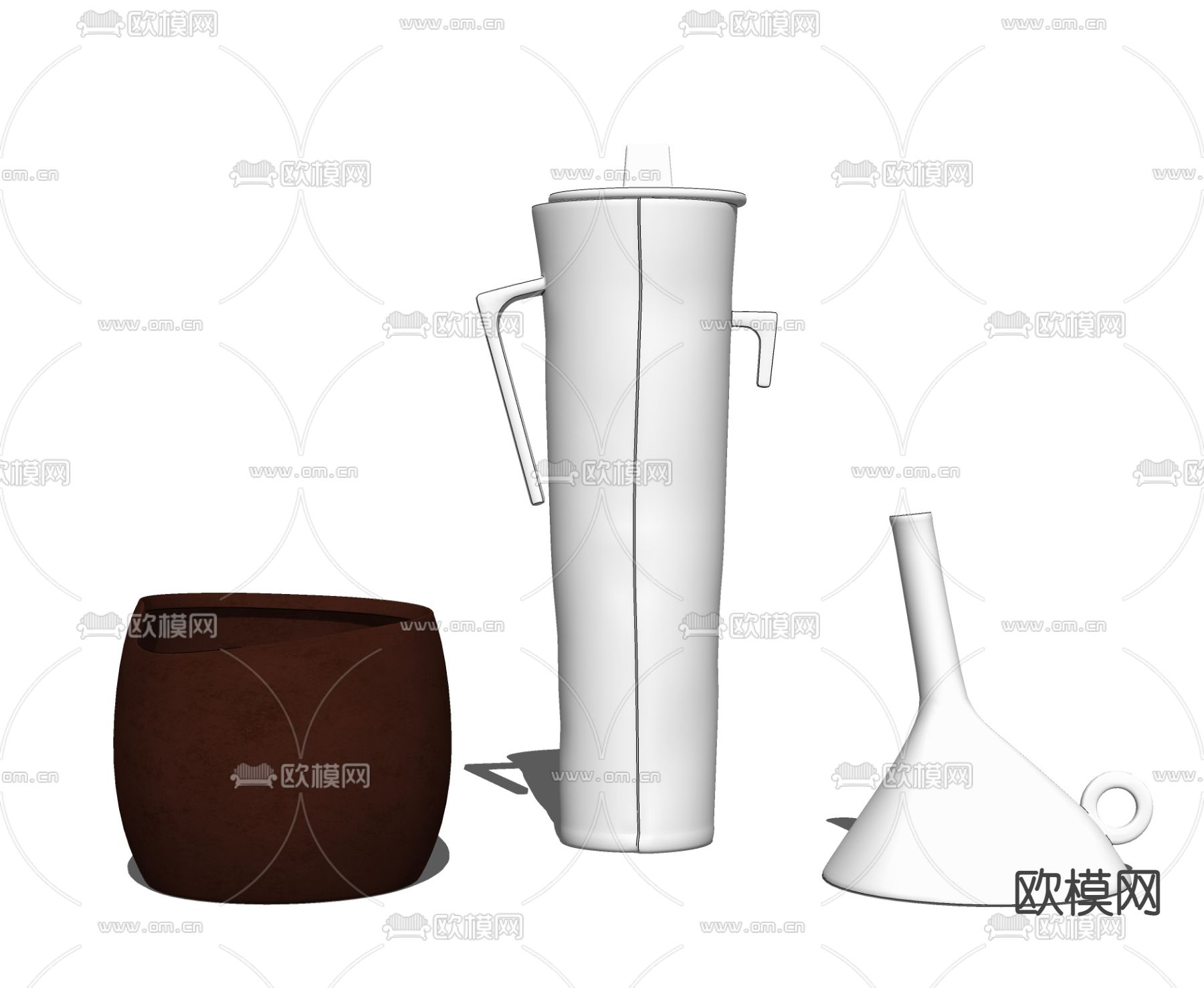 现代陶瓷器皿摆件su模型下载（渲染图2）