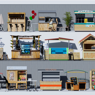  现代移动售货车su模型 