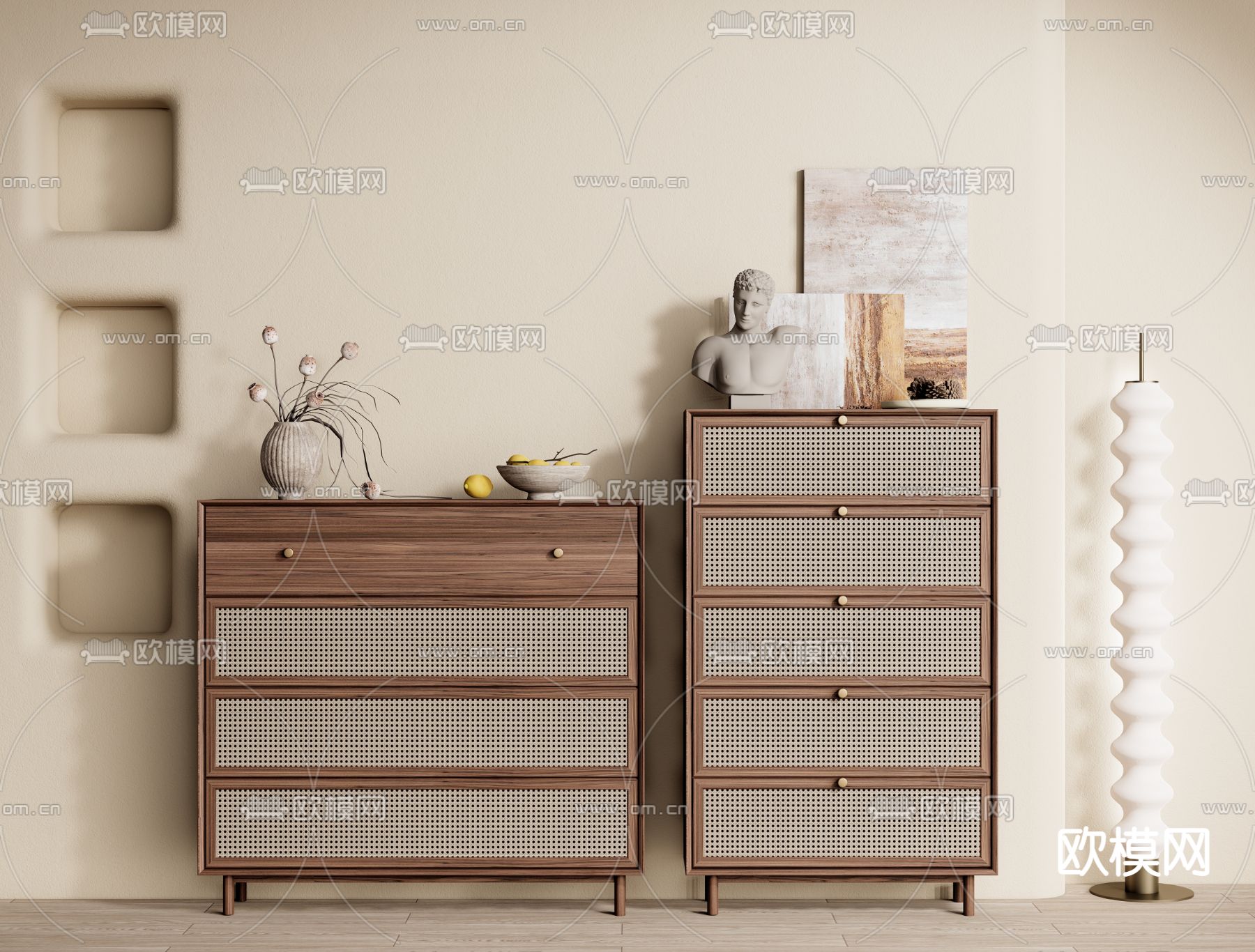 侘寂风餐边柜 玄关柜 斗柜3d模型下载