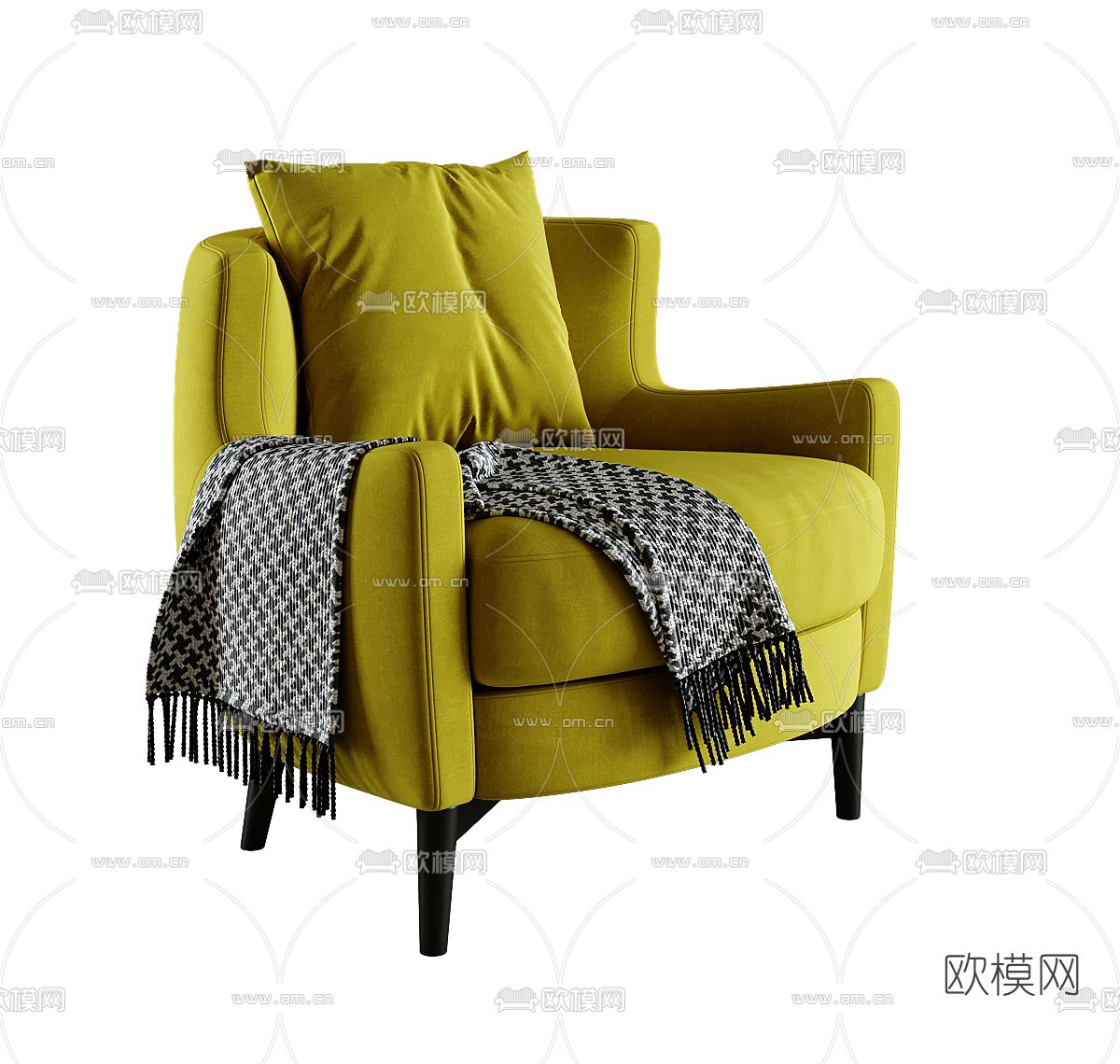 现代黄色单人沙发3d模型下载