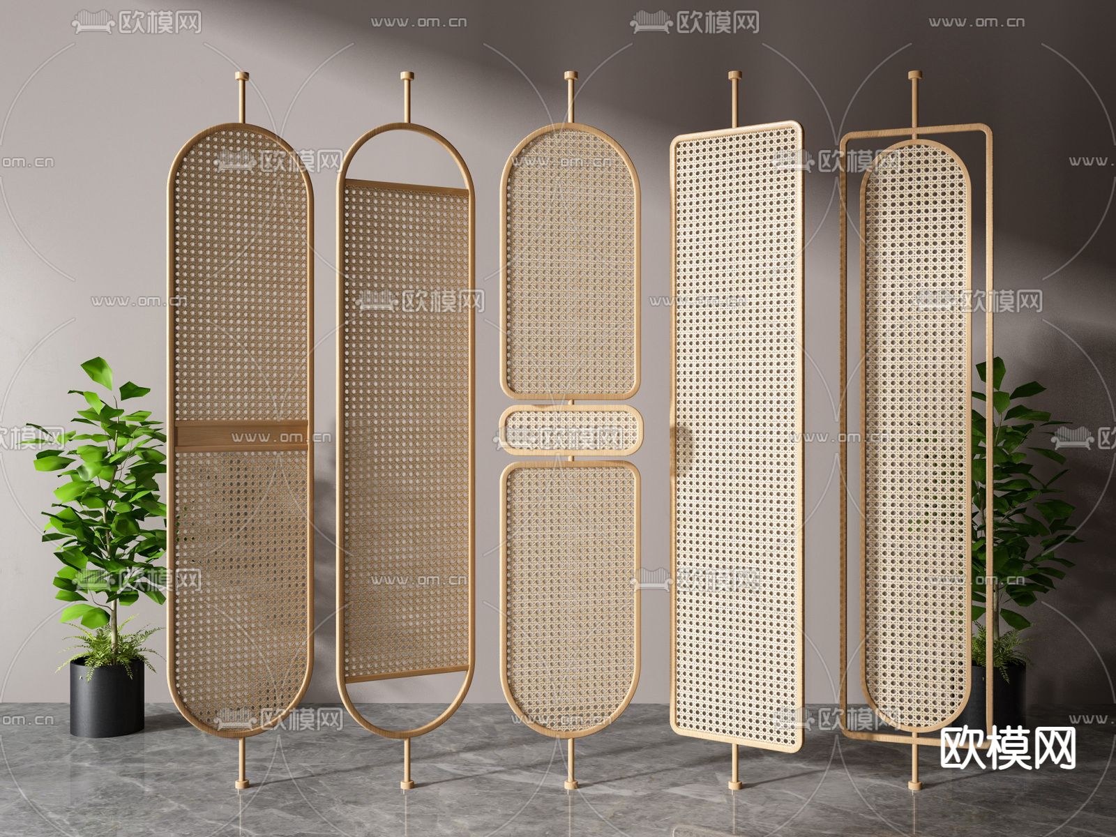 侘寂屏风隔断su模型下载（渲染图1）