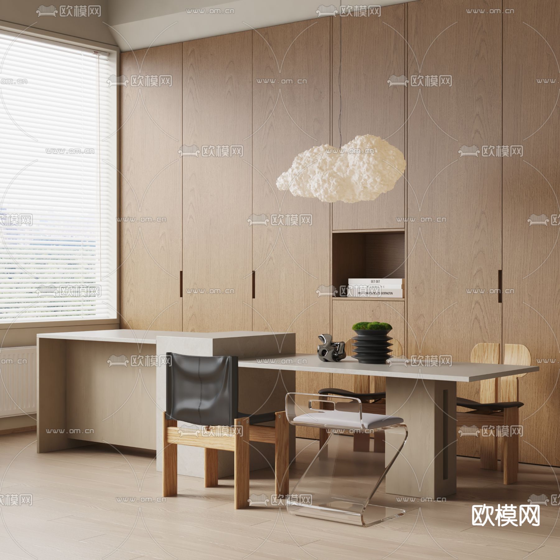 现代中岛餐桌椅su模型