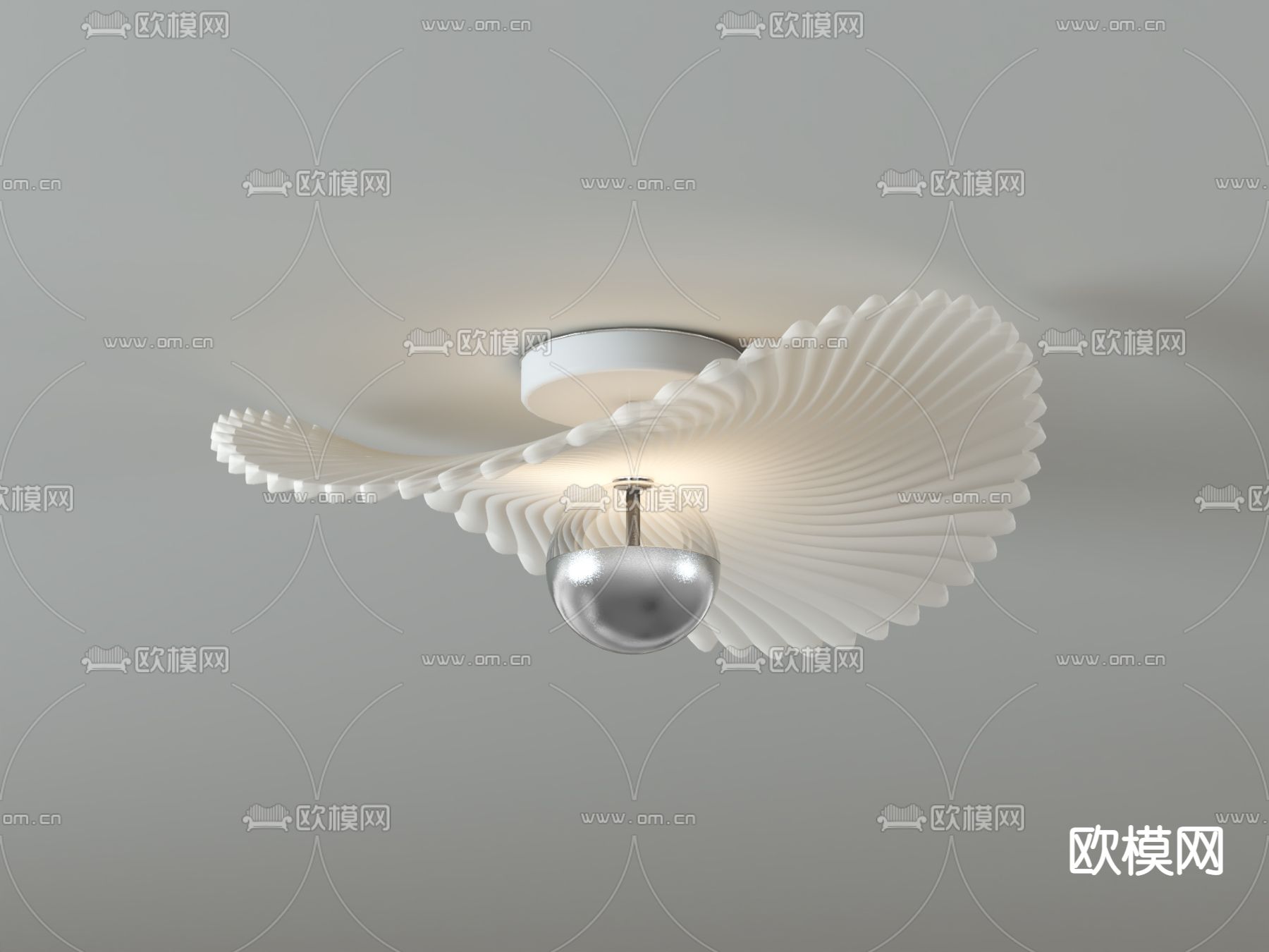 现代铁艺吸顶灯su模型下载（渲染图2）