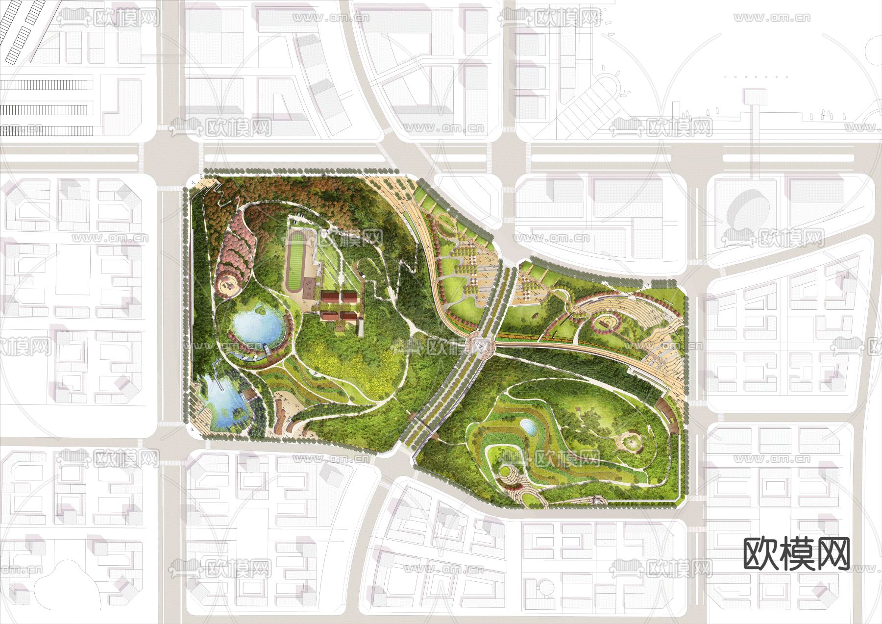 现代湿地公园平面图psd下载