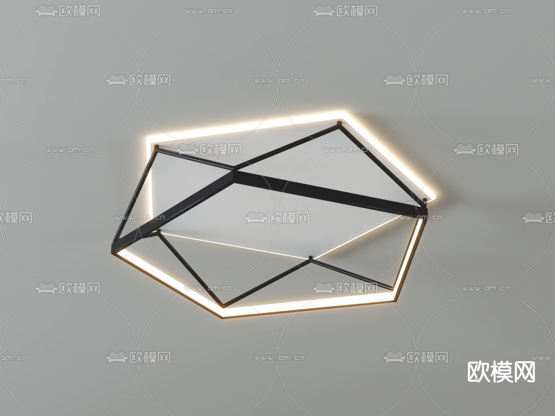 现代铁艺吸顶灯su模型下载（渲染图3）